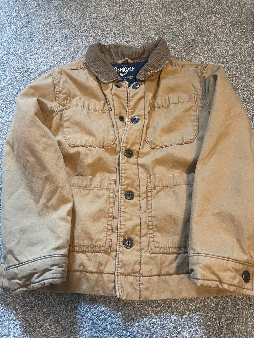 OshKosh B'gosh Tan Kids Jacket with Brown Corduroy Collar